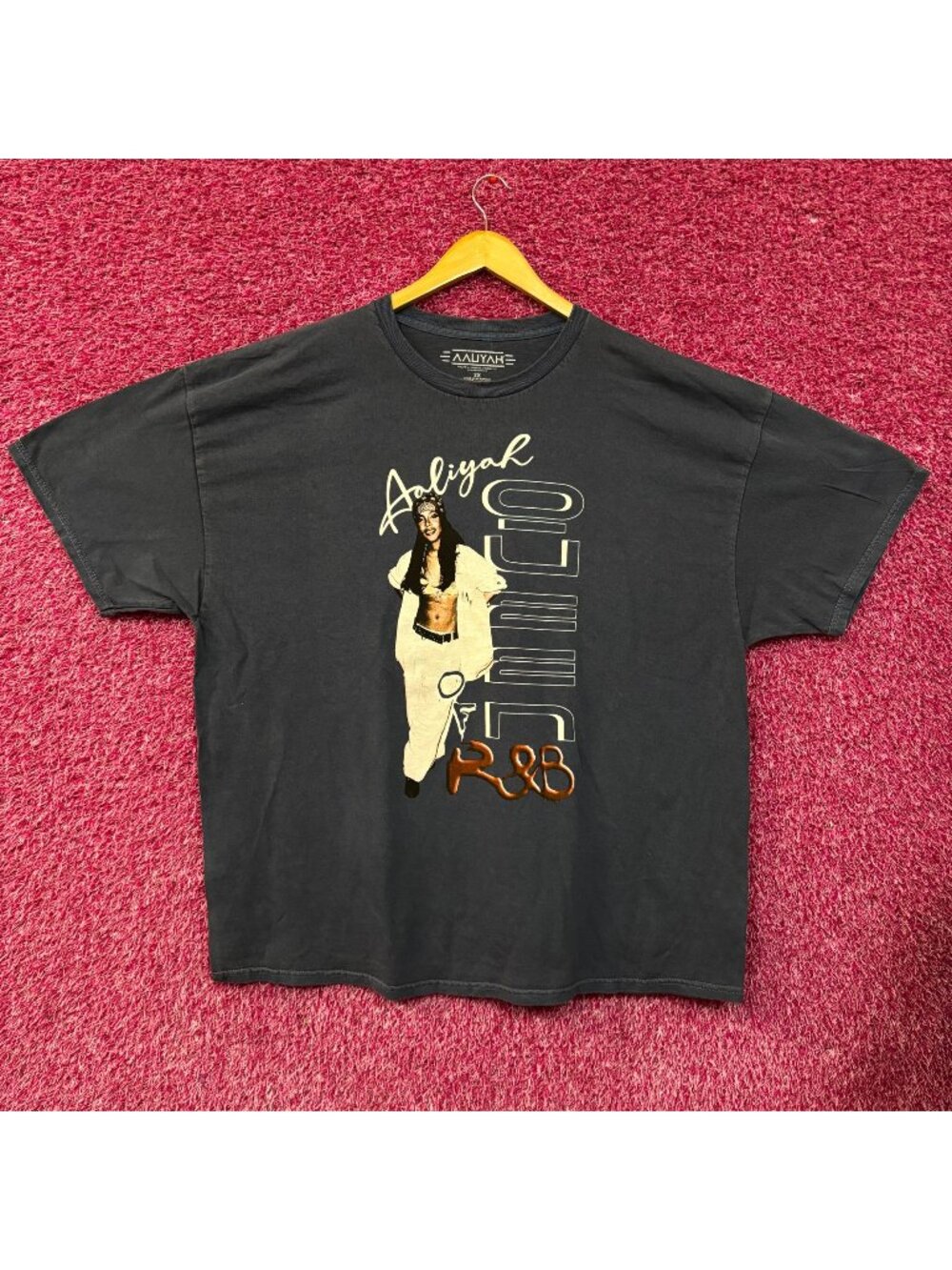 Aaliyah R&B Vintage-Style Washed Blue T-Shirt 3XL